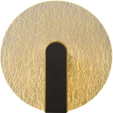 Vintage Innenwandlampe, Acryl-Wandlampe, goldene Wandlampe, runde Lampe, LED-Wandlampe (trichromatisches Licht)