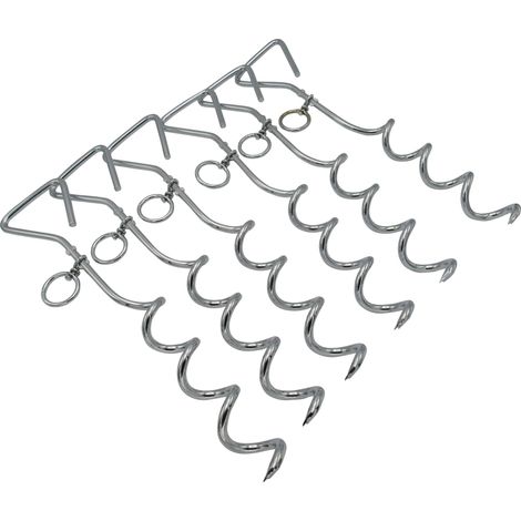 Dog Tie Out Stake Ground Anchor X6 (Spiral Heavy Duty Trampoline Tent Puppy Camping Awning Gazebo) (1/4)