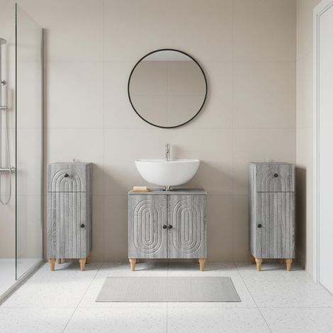 vidaXL 3 Piece Bathroom Cabinet Set ALKMAAR Grey Sonoma (1/5)