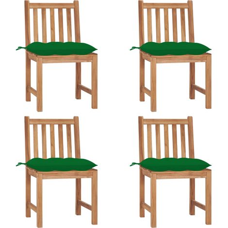 Gartenstühle 4 Stk. mit Kissen Massivholz Teak (1/5)