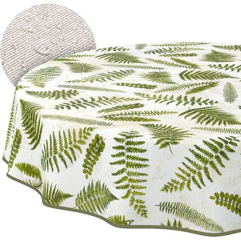 Nappe enduite Fougère avec Ourlet Ronde Ø 120 cm intérieur/extérieur (1/5)