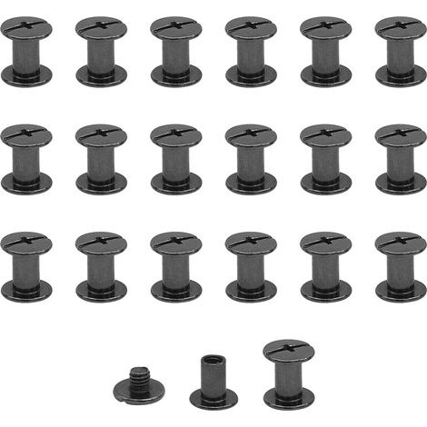Lot de 20 vis Chicago M5x8mm Vis de reliure Rivet à clous en métal Vis Chicago à tête cruciforme pour ceinture en cuir Bricolage Livre de scrapbooking noir brillant (1/5)