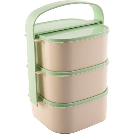 Fiambrera de plástico de 3 niveles, 3 x 1,15 l (1/5)
