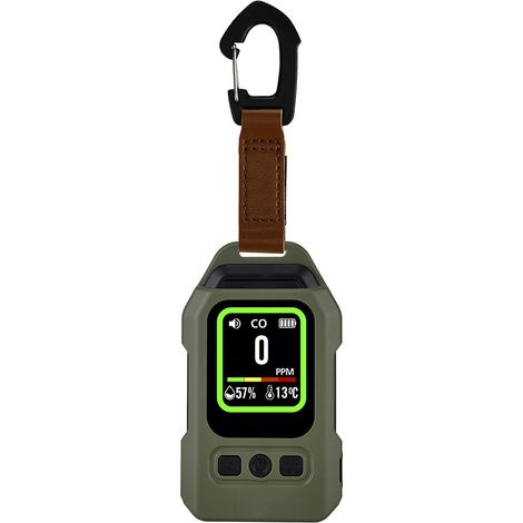 Tragbarer 4-in-1-CO-Detektor mit Thermometer, Hygrometer und Taschenlampe, ideal für Camping, Hotels, Küchen und Reisen