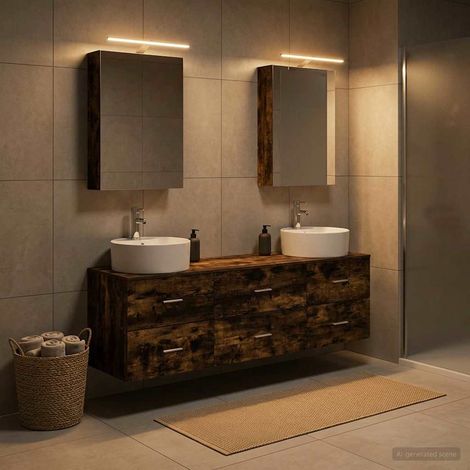 vidaXL Bathroom Furniture Set 5 pcs Smoked Oak (1/5)