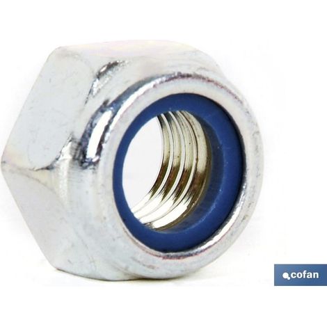 Pack de 100 écrous hexagonaux autobloquants M-6 DIN-985 zingués