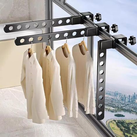 Séchoir à linge pliable pour balcon, buanderie, chambre à coucher, crochet de voyage, solution peu encombrante, alliage d'aluminium (1/5)