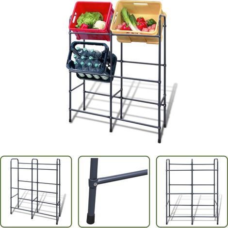 vidaXL Caisses pliables - Étagère pour 6 caisses en acier (1/5)