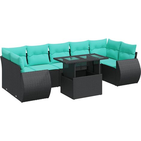 Maison Exclusive - Set Divani da Giardino con Cuscini 8 pz Nero Polyrattan Acacia (1/5)