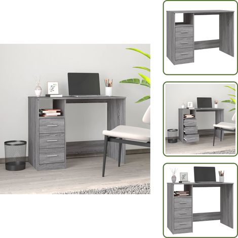 Schreibtisch mit Schubladen Grau Sonoma 102x50x76 cm - Bürostuhl - Schreibtisch - Home Office - Arbeitsplatzgestaltung - Ergonomischer Stuhl (1/5)