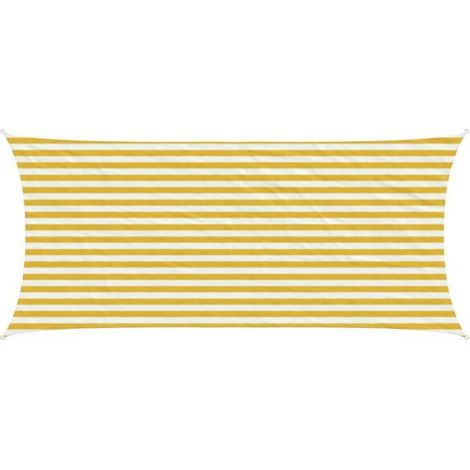 Voile d'ombre Jaune et blanc 2 x 5 m HDPE (1/2)