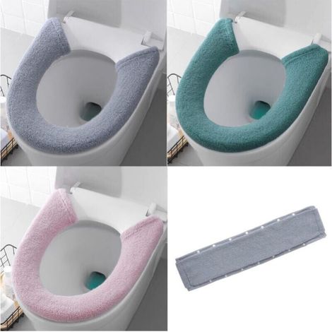 Pack Soft Thick Toilet Seat Covers, 3 Colors, Button Style, Washable, Reusable, Bathroom Mat, Universal Toilet Seat Cover, Keep Warm, (1/4)