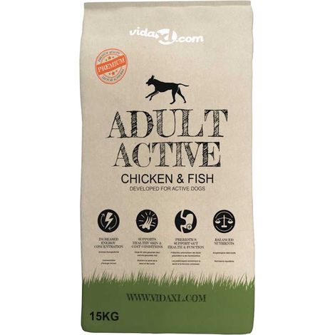 vidaXL Comida seca para perro Adult Active Chicken & Fish (2 x 15 kg) (1/2)