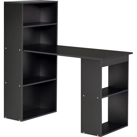 6 compartiments ouverts : bureau informatique avec rangement table d'ordinateur pour ranger livres et documents (1/5)