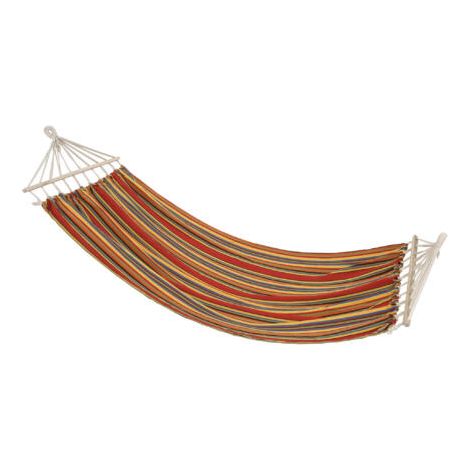 Hamac multicolore 200 x 100 cm – Toile 70% coton / 30% polyester – Charge maximale 200 kg – Installation facile avec supports inclus – Confortex (1/3)
