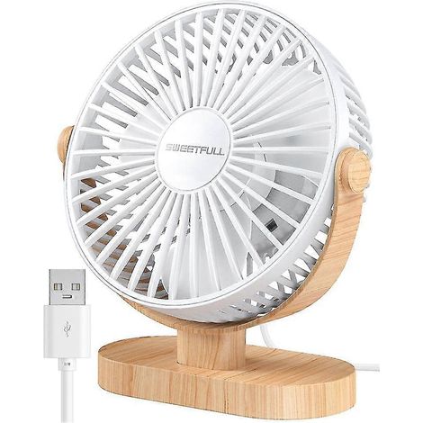 Petit ventilateur de bureau USB 3 vitesses Portable Personal Desktop Table Fan Double 360degrés Réglage Mini Fan (1/5)