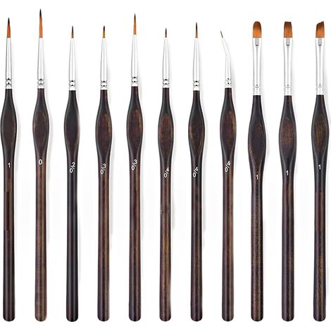 Lot de 11 Pinceaux Peinture Détail Fins, Kit Pinceau Précision pour Acrylique Aquarelle Huile et Maquette, Set Pinceaux Miniatures Manche Triangulaire pour Nail Art Figurines et Modélisme (1/5)