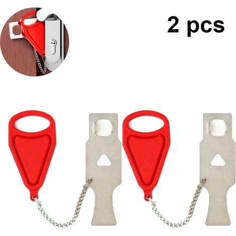 Verrou Portatif Pour Porte - 13 x 4 2 cm Plaque En Acier Inoxydable - Bloc En PP 10 2 x 5 5 cm - Pour Sécurité Complémentaire En Voyage Ou À Domicile - 2 Pièces (1/5)