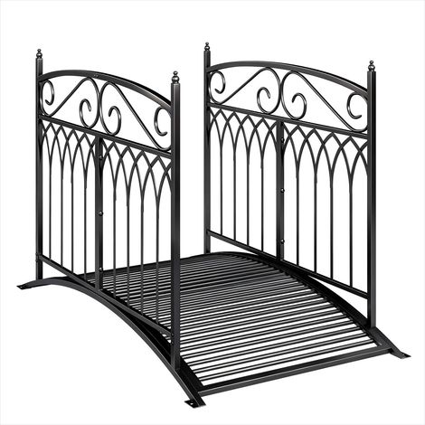 Pont de jardin en métal avec rampes de sécurité 91 cm Noir (1/5)