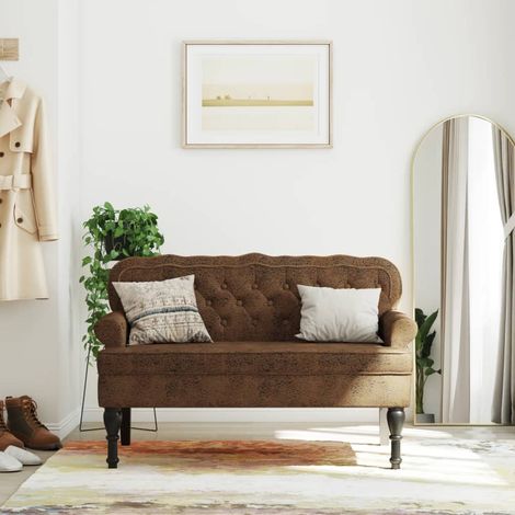 vidaXL Panca con Schienale Marrone 119,5x64,5x75 cm in