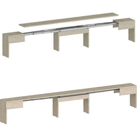 Dmora - Banco Quedan, Juego de 2 Asientos para mesa de comedor, Bancos extensibles, 290x25h45 cm, Olmo