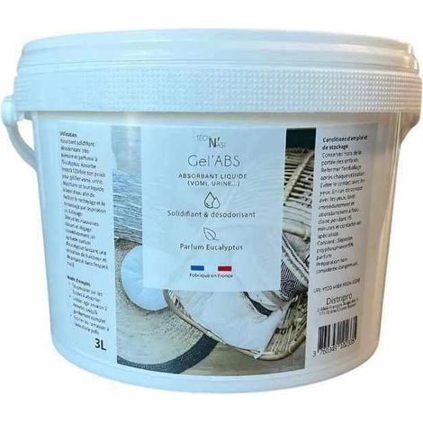 Absorbant gélifiant multi-usages, liquide et odeurs en maison, voyage, école, crèche, EPHAD et collectivités - Gel abs Seau 3L