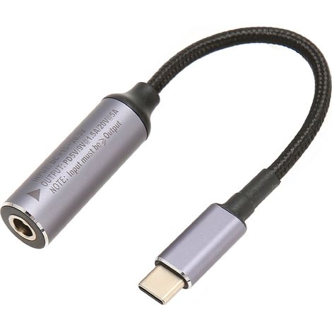 Câble DC vers Type C 5.5x2.5mm 100W 17cm Entrée Femelle Nylon pour Tablette Téléphone PC (1/5)
