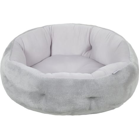 Lit réversible pour chat et petit chien, panier rond gris avec bord de soutien, 62 x 62 x 21 cm (1/5)