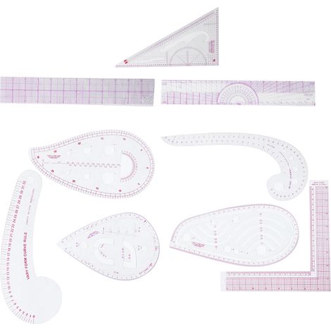 Ensemble de 9 règles de couture multifonctionnelles, bâtons courbes et accessoires de mesure pour tailleur. (1/5)