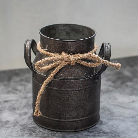Vase Métal Élégant Modèle Retro Argenté Blanc Hauteur Passepartout (1/5)