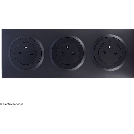 Legrand – Triple prise de courant complète surface Dooxie noir – 2P+T – 16A – 250V – Mécanisme avec coque de protection chantier