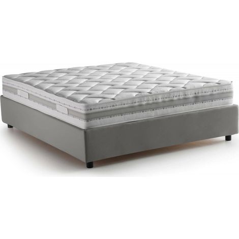 Talamo Italia Doppelbett Gioia, Containerbett mit Stoffbespannung, 100% Made in Italy, Frontöffnung, mit Matratze Cm 140x200 enthalten, Grau