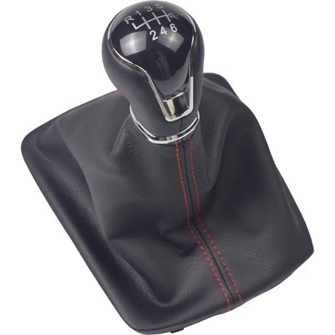 Pommeau de Levier de Vitesse, Levier de Vitesse Voiture Bâton Guêtre Couverture de Démarrage pour Seat Leon III 3 MK3 2012 2013 2014 2015 2016 2017 (R6 vitesse-rouge) (1/5)