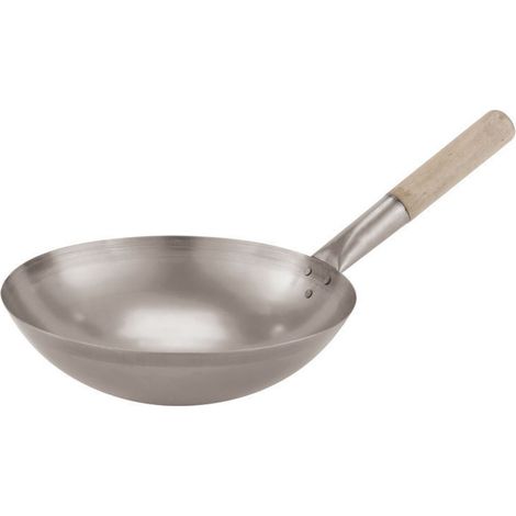 Trade Shop - PADELLA WOK IN FERRO CUCINA ORIENTALE PROFESSIONALE CINESE GIAPPONESE 30CM -