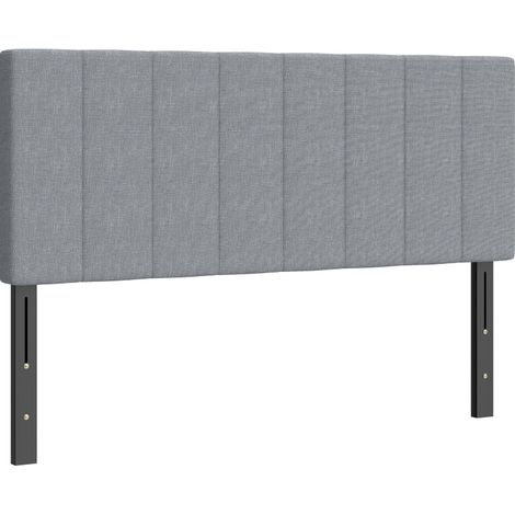 Tête de lit réglable en hauteur 3 positions 160x10 cm avec piétement métal et revêtement aspect lin gris (1/5)