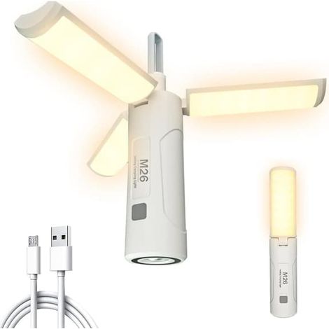 Lampe de camping rechargeable – Lampe LED pliable 750 lumens Batterie externe 3500 mAh, 3 modes d'éclairage, étanche Idéale pour le camping, les situations d'urgence et les activités de plein air (1/5)