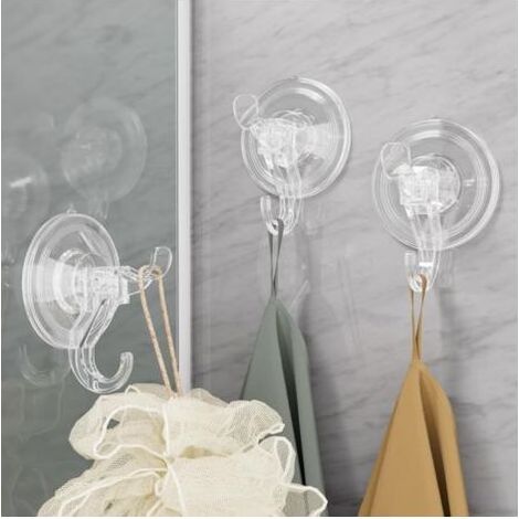 3er-Set Saugnapfhaken, Transparenter Saugnapfaufhänger, Abnehmbare Kleine Saugnäpfe für Dusche, Badezimmer, Glas, Tür, Fenster, Küche - Maximale Aufhängung (1/5)
