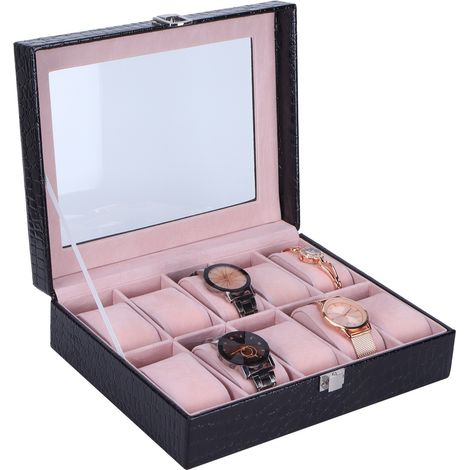 Boîte de présentation pour montres à motif crocodile, étui de rangement pour bijoux (1/5)