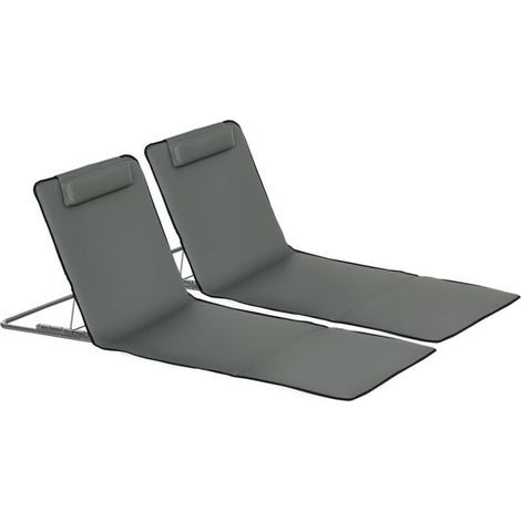 Faltbare und verstellbare zweiteilige Strandmatte, Maße: 124 cm (L) x 53 cm (B) x 37-50 cm (H), grau (1/5)