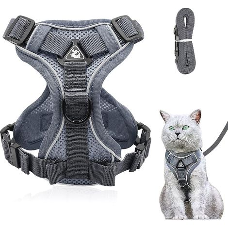 Adjustable Cat Harness Free Leash Soft Cat Harness (Brown, S) (1/5)