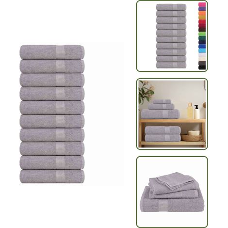 Toalla de baño gris - vidaXL Toallas de baño FROGN 10 uds gris 100x150 cm 360 g/m² - Toalla absorbente