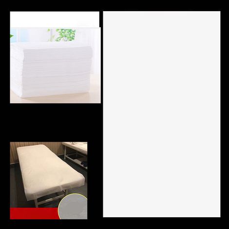Drap de table de massage jetable imperméable et anti-huile, housse de lit spa épaisse et respirante 80x180cm, lot de 50 feuilles blanches sans trou pour salon (1/5)