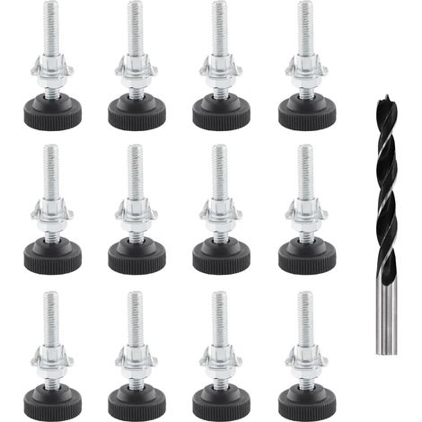 12 Pièces Pied Reglable pour Meuble, M8 X 50 mm Inoxydable Pied Reglable Meuble avec Contre-écrou, écrou à Griffes et Foret à Métal (1/5)
