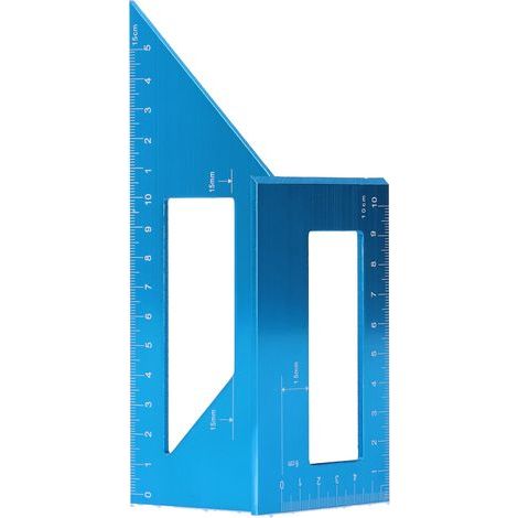 Jauge d'angle en T 45 °/90 °, règle droite, outil de mesure du degré d'onglet 3D pour le travail du bois (bleu) (1/5)