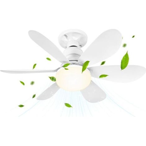 Ventilateur de plafond avec lumière et télécommande, petite LED dimmable, 52 cm, avec douille E27, 6 pales, 3 vitesses (1/5)