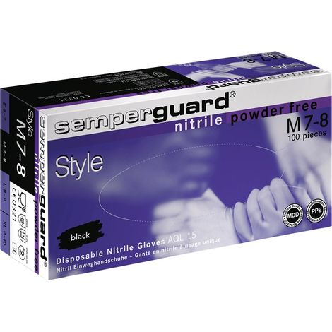 SEMPERMED 0448-6-7 Einweghandschuhe Semperguard® Sapphire XP black Größe S schwa