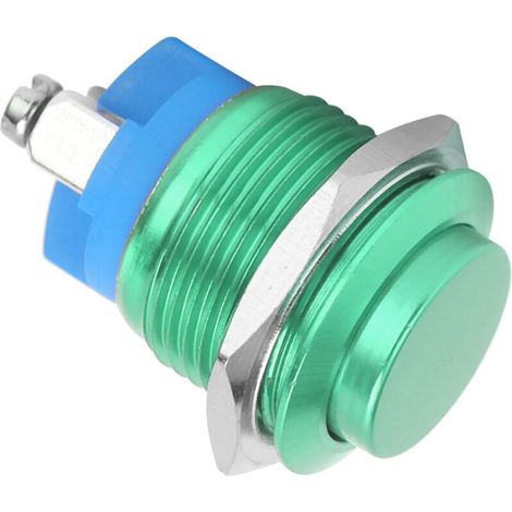16 mm wasserdichter Drucktaster aus Edelstahl, selbstrückstellend, normalerweise offen, 220 V (Grün)