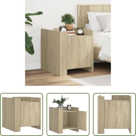vidaXL Nachttisch Holzwerkstoff - Nachttisch Sonoma-Eiche 45x50x50 cm Holzwerkstoff (1/5)