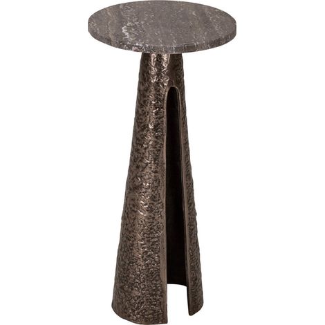 Table d appoint ronde bronze et travertin - bronze et travertin brun grisé (1/5)