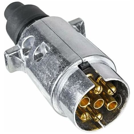 QORVA
-Prise Remorque en Métal 7 Broches, 12V Étanche Connecteur Prise Remorque en Métal 7 Broches Mâle, pour Caravane RV Voiture Bateau (Alliage d'aluminium),de